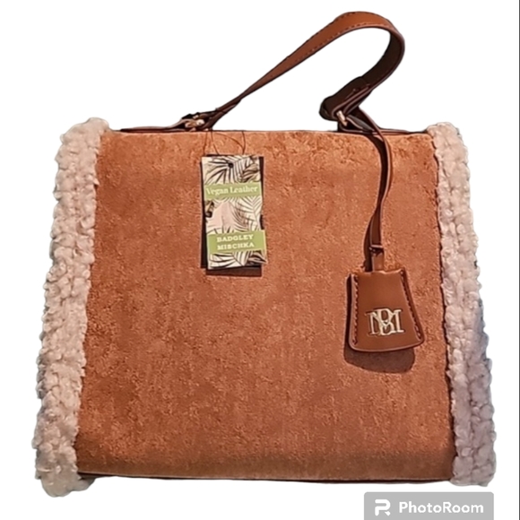 Badgley Mishka Fur Border Satchel - Picture 6 of 7